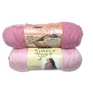 Caron Pink Yarn 2 Skeins Different Simply Soft Dazzleaire Country Rose Rated 4